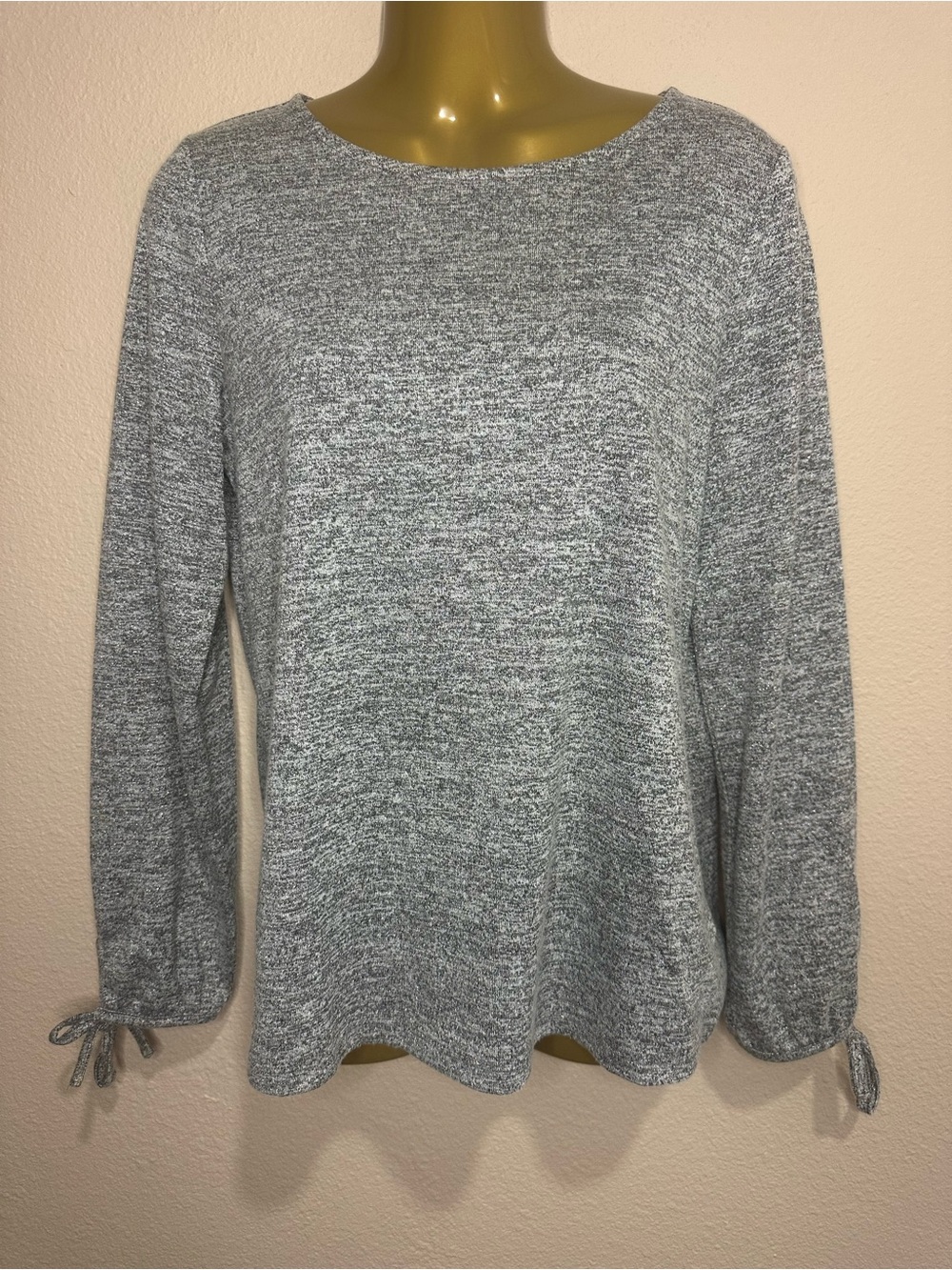 TALBOTS Gray Sparkly Marled Knit Sweater Top, Size S, EUC